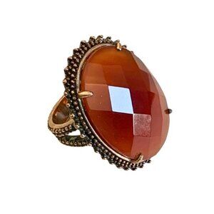 Amy Kahn Russell 20 CT Faceted Carnelian and Bronze Ring